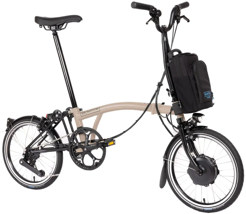 Brompton Electric C Line Explore 12 Speed Folding Bike 2025 in Dune Sand-1
